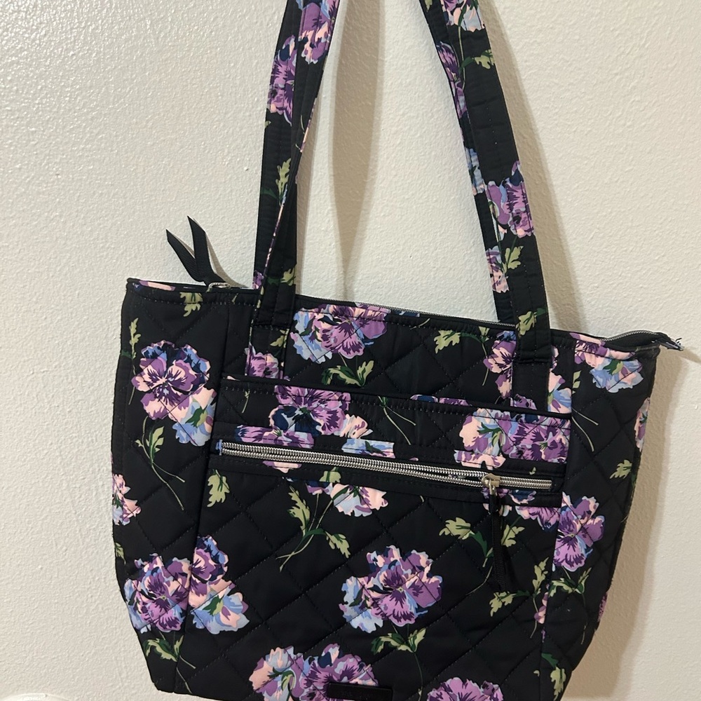 Vera Bradley  Quilted Tote Bag - Black and Purple